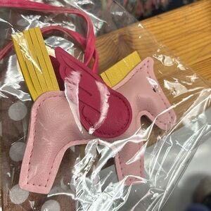 Whimsical Pink and Yellow Pegasus Key Holder
